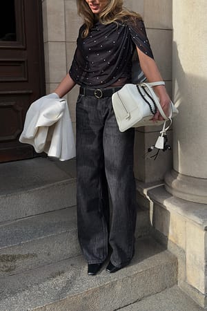 Dark Grey Baggy-Jeans mit mittlerer Taille