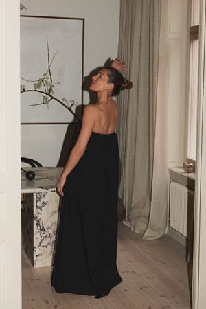 Black Omkeerbare maxi tot mini bubble jurk