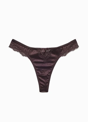 Brown Stringtruse i sateng med detaljer
