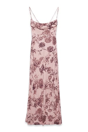 Print Slip-Midikleid aus Satin mit Faltendetail