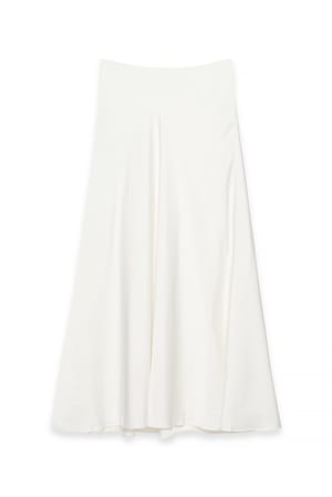 Offwhite Maxirock aus Satin mit mittelhoher Taille