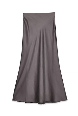 Dark Grey Midiskjørt i sateng