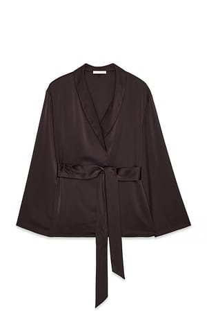 Brown Pyjama-Kimono aus Satin