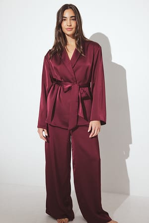 Wine Red Satin Pyjama Pants