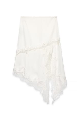 Cream Scallop Lace Knee Length Skirt