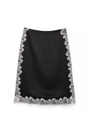 Black Scallop Lace Low Waist Skirt