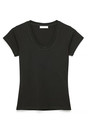Black Scoop Neck T-Shirt