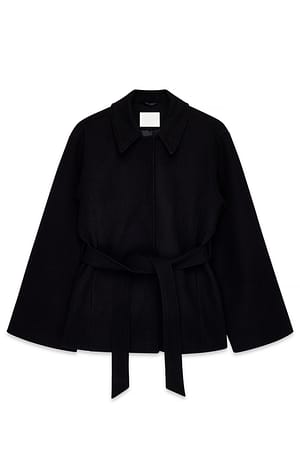 Black Korte jas met riem en naaddetail