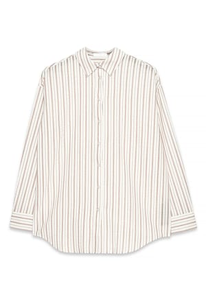 Brown/creme Skjorte i seersucker med lange ermer