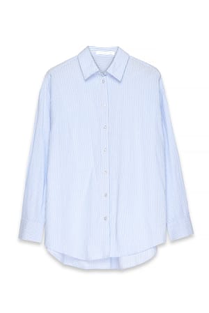 Blue Stripe Skjorte i seersucker med lange ermer