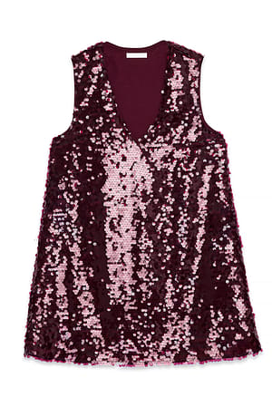 Burgundy Robe courte trapèze à sequins