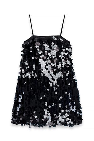 Black Sequin Mini Slip Dress