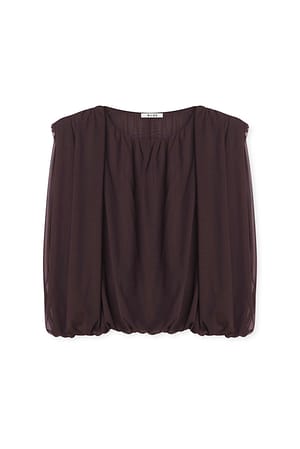Brown Top i mesh med skarpe skuldre