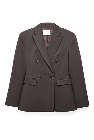 Brown Blazer en sergé à épaules marquées