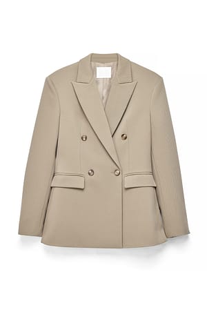 Taupe Blazer en sergé à épaules marquées