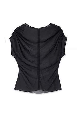 Black Haut asymétrique transparent