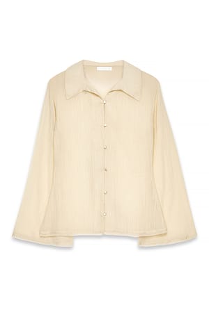 Cream Blød bluse i transparent bomuld