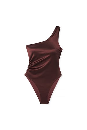 Burgundy Skinnende asymmetrisk badedragt