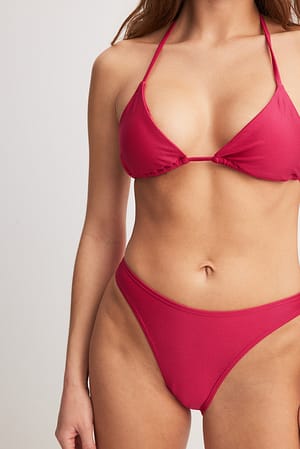 Pink Braguita de bikini brillante de corte alto