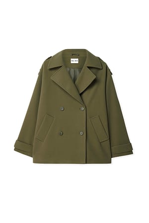 Khaki Oversized Short Coat
