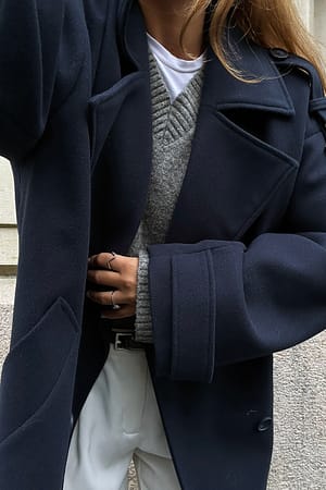 Navy Manteau court