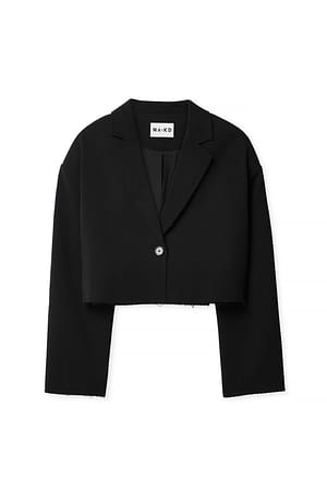 Black Kort blazer med frynser