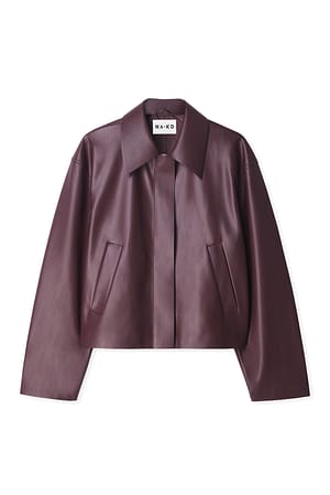 Burgundy Kort PU-jakke