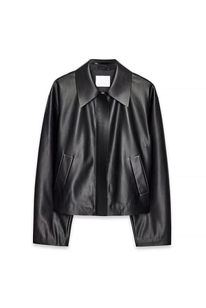 Black Short Faux Leather Jacket