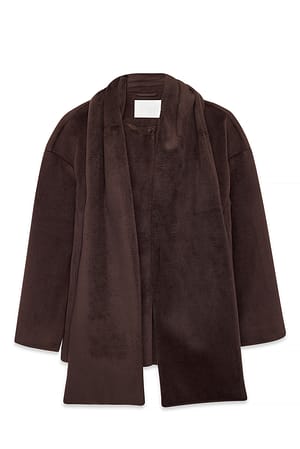Brown Kort kåpe med skjerfdetaljer