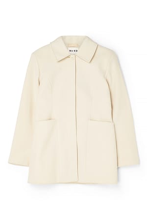 Offwhite Kurzer Mantel mit markanten Schultern