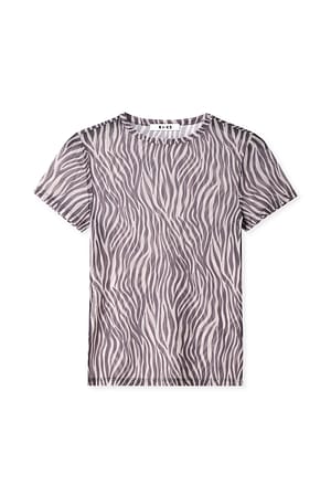 Zebra Short Sleeve Mesh Top