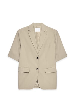Taupe Blazer à manches courtes