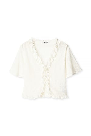 Offwhite Short Sleeve Frill Top