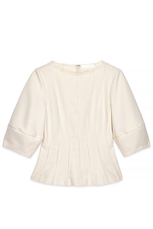 Cream Short Sleeve Panelled Blouse