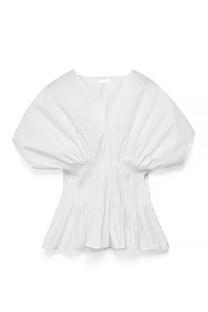 White Short Sleeve Pintuck Blouse