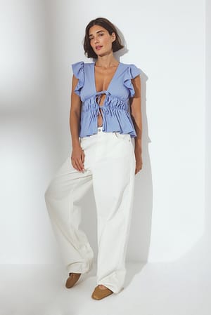 Light Blue Oberteil mit Schultervolant