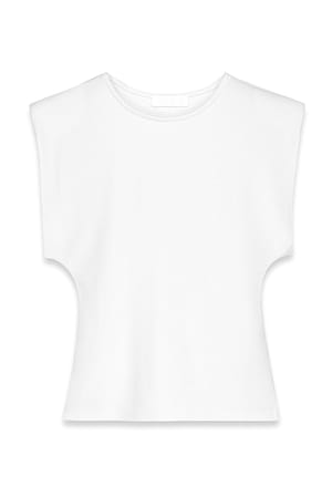 White Shoulder Focus Top