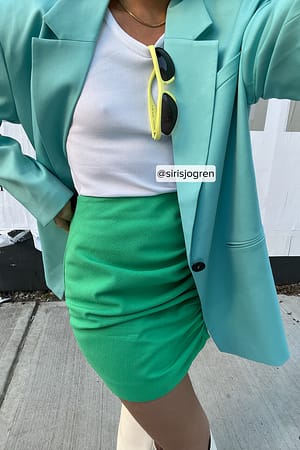 Green Gestructureerde ingerimpelde mini rok