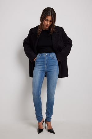 Mid Blue Økologiske højtaljede skinny jeans