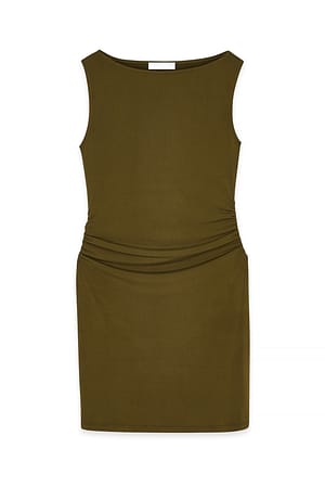 Green ärmelloses Jersey-Minikleid