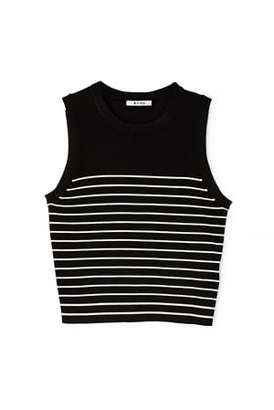 Black/White Stripe Sleeveless Knitted Striped Top