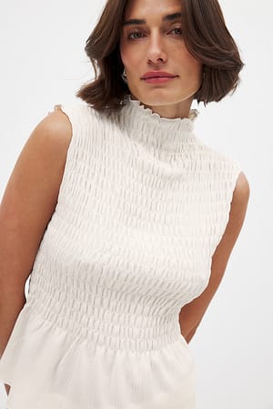 Offwhite Ærmeløs smocktop