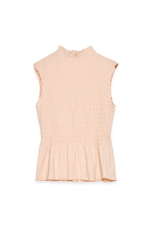 Peach ärmelloses Smock-Oberteil