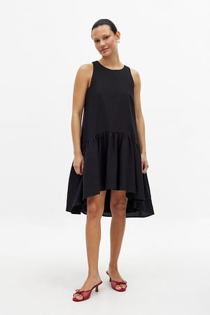 Black Sleeveless Volume Mini Dress