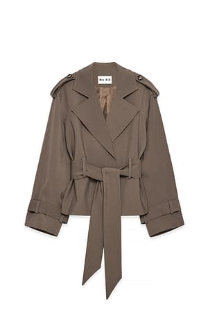 Taupe Gabardina suave con cinturón