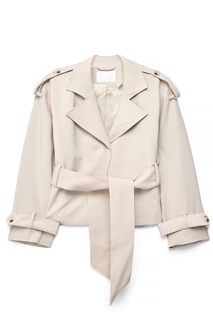 Light Beige Blød trenchcoat med bælte
