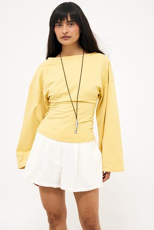 Light Yellow weiches Jersey-Oberteil aus Baumwolle mit weiten Ärmeln