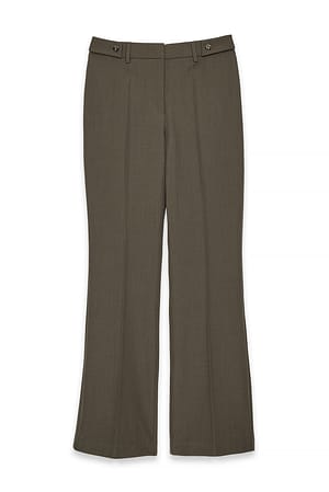 Beige weich fallende Schlaghose mit niedriger Taille