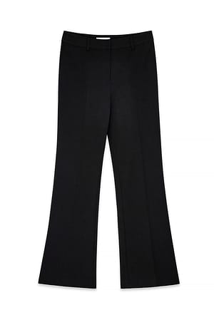 Black Flare Mid Waist Trousers