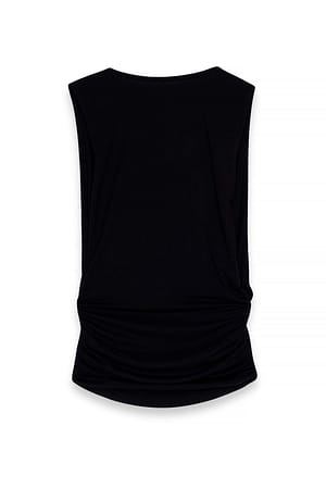 Black Soft Line Deep Back Top